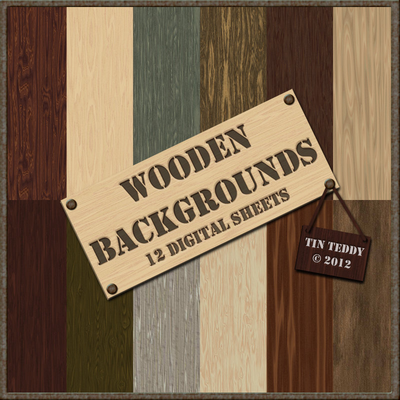 Wooden Digital Papers - 12 Realistic Backgrounds for Crafting Projects, Scrapbooking etc