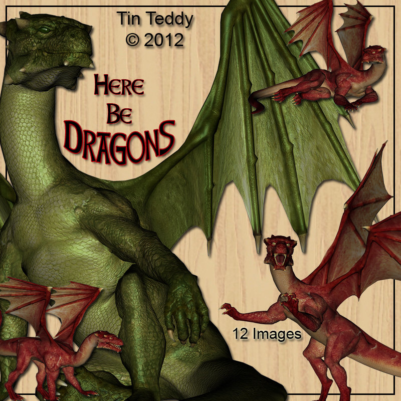Dragons Digital Clip Art for Scrapbooking, Birthday Card Making, Decoupage and More 12 Images