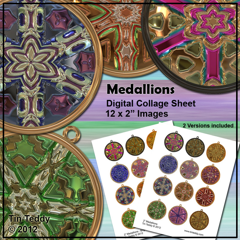 Medallion Digital Collage Sheet - 2 Inch Circles - Cupcake Toppers or Jewelry Clip Art