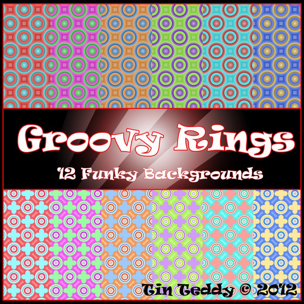 Digital Background Papers - Groovy Rings - 12 Funky Backgrounds - Digital Clip Art for Scrapbooking, Birthday Card Making & More