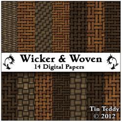 Wicker Woven Digital Papers - 14 Cane and Rush Backgrounds -Versatile for Scrapbooking, Birthday Card Making & More