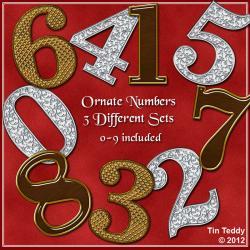 Digital Clip Art Number Ornate Sets 0-9 - 3 sets - for Scrapbooking, Birthday Card Making & More