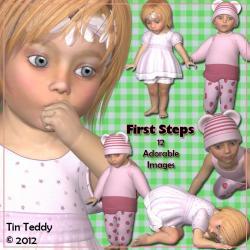 First Steps Digital Clip Art - 12 Charming Images of Learning To Walk for your crafting projects