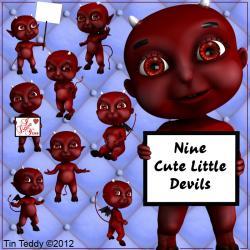 Devil Digital Clip Art for Scrapbooking, Card making etc - 9 Cute Love Imps - Ideal for Valentines