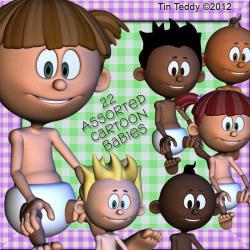 Baby Digital Clip Art - Assorted Cartoon Babies - Images for Scrapbooking, Birthday Card Making and More