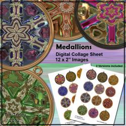 Medallion Digital Collage Sheet - 2 Inch Circles - Cupcake Toppers or Jewelry Clip Art