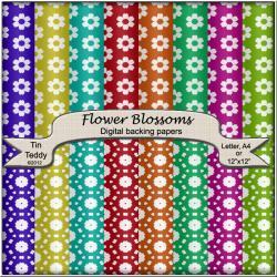 Flower Blossom Backgrounds - 16 Digital Backing Papers - for Scrapbooking, Birthday Cards and much more