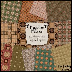Egyptian Papers Fabric Backgrounds - 30 Authentic Digital Backgrounds for Scrapbooking, Birthday Card Making & More