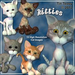 Kitties - Cat Digital Clip Art for Scrapbooking, Birthday Card Making and More 12 Cute Kitten Clipart