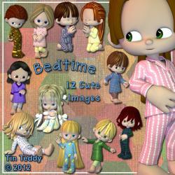 Bedtime Clip Art - Digital Clip Art for Scrapbooking, Birthday Card Making and More 12 Pajama Clad Images