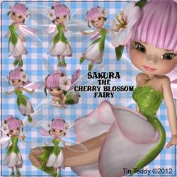 Fairy Digital Clip Art  Sakura Cherry Blossom for Scrapbooking, Card Making, Decoupage and More
