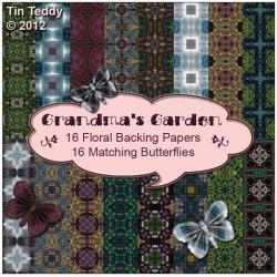 Digital Backing Papers - Grandma's Garden - Backing Papers & Embellishments - 16 Digital Papers for Scrapbooking, Birthday Card Making Etc