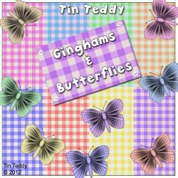 Ginghams Digital Papers and Butterflies - Backgrounds and Embellishments for Scrapbooking, Birthday Card Making & More