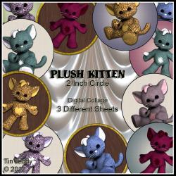 Plush Kittens Circles - 2 Inch Circles / Cupcake Toppers - Digital Collage Sheet x 3