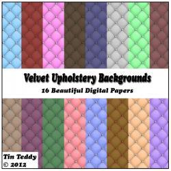 Velvet Upholstery Background Papers - 16 Digital Papers for Scrapbooking, Birthday Card Making & More