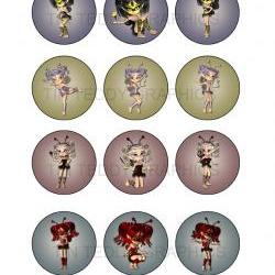 Fairy Bug Toppers - 2 Inch Circles / Cupcake Toppers - Digital Collage Sheet