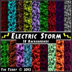Electric Storm Digital Papers - 18 Lightning Backgrounds Art for Scrapbooking, Birthday Card Making & More